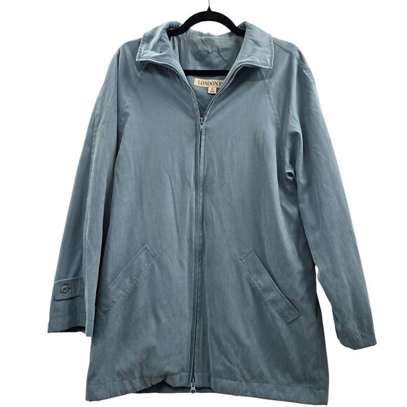 London Fog Jacket Womens Medium Full Zip Lightweight Rain Coat Travel Minimalist - Picture 1 of 7